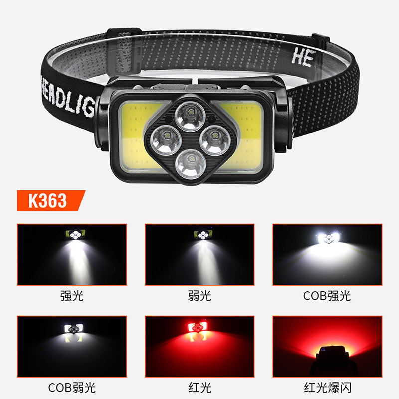 Linterna Frontal K363: Luz Blanca y Roja [Modelo Sensible]