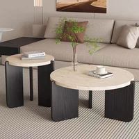 Table basse minimaliste en bois massif et pierre, design traditionnel durable pour petits espaces, idéale pour le salon et l'ameublement de la maison