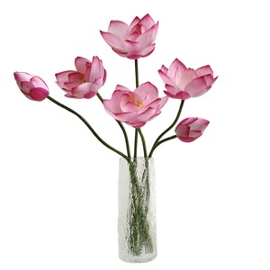Fleur de lotus artificielle Muyu Chronicles, imprimée en 3D, en soie PU, branche unique, décoration pour la maison, accessoire photo - Product Image 5