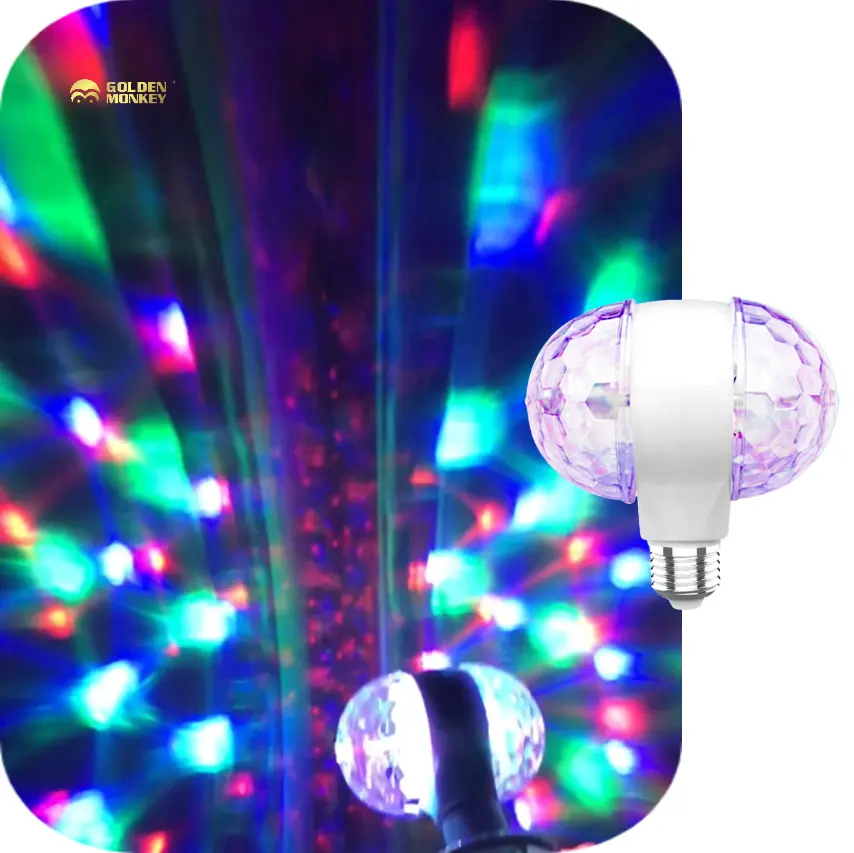 Вращающаяся Светодиодная лампа E27 для дискотеки, двойной Кристаллический волшебный шар с двойной головкой, праздничный сценический светодиодный светильник для KTV home <span class=keywords><strong>par</strong></span>, 6 Вт