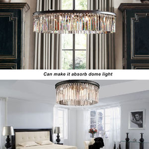 American Design Chandelier <b>Lamp</b> Home Hotel Black Round <b>Large</b> K9 Crystal Chandeliers Lighting - Product Image 6
