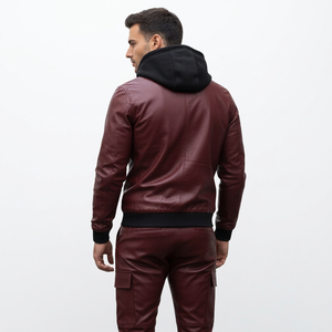 Veste à capuche en cuir véritable pour homme, vêtement d'extérieur élégant et de qualité supérieure pour l'hiver, design confortable et chaud avec capuche, style décontracté, moto, extérieur, mode - Product Image 1
