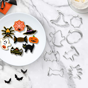 Set di formine per biscotti in acciaio inossidabile di <span class=keywords><strong>Halloween</strong></span> (zucca/fantasma/pipistrello/gatto/cappello da strega)-ideale per decorazioni per feste - Product Image 4