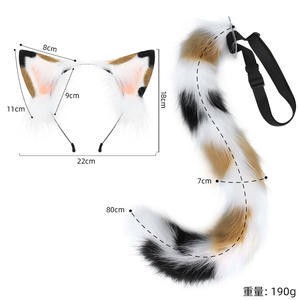 Diademas de Pelo de Piel Sintética Hechas a Mano con Orejas de Gato, Zorro <span class=keywords><strong>y</strong></span> <span class=keywords><strong>Lobo</strong></span>, <span class=keywords><strong>y</strong></span> Cola, Accesorios de Pelo de Peluche al por Mayor - Product Image 6