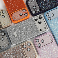 Coque de téléphone 2-en-1 avec protection d'objectif pour iPhone 17 Pro Max, étui de luxe scintillant avec diamants, support de personnalisation du logo