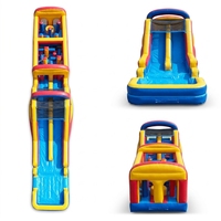 Parcours d'obstacles gonflable 60 pieds pour usage humide et sec avec piscine amovible, château gonflable en PVC durable et parc aquatique combiné pour fêtes d'enfants