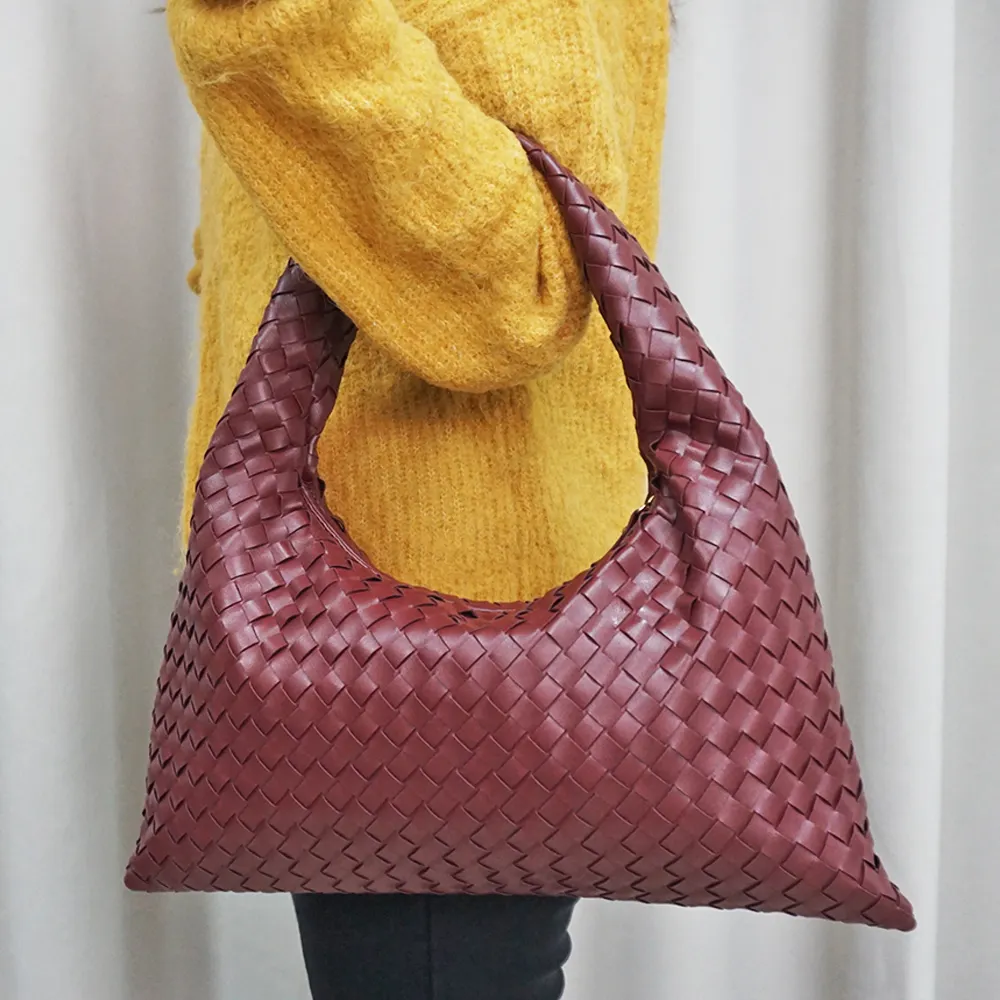 Woven Handbag Dumpling Hobo Bags Fashion Faux Leather Clutch Purse Shoulder Bag For Women