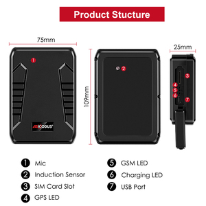Micodus ml808g 1000mAh có thể sạc lại mạnh mẽ từ tài sản vị trí thiết bị lâu dài Xe GPS Tracker 4 gam thời gian thực theo dõi - Product Image 2