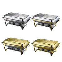 AIRUISI Ensemble de serveur de buffet de chauffe-plats électrique moderne en acier inoxydable Rectangle Chauffe-plats or argent pour hôtel