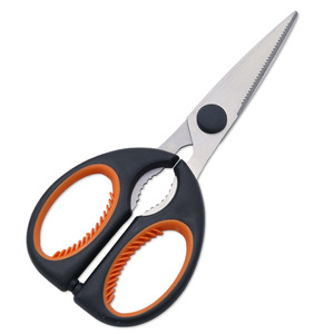 Kitchen Scissors Stainless Steel Straight Head For Home Use Orange Gray Handle - Product Image 3