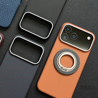 Étui de téléphone magnétique antichoc ultra-fin à texture Kevlar KAOU pour iPhone 17 Pro Max / 16 Pro / 15