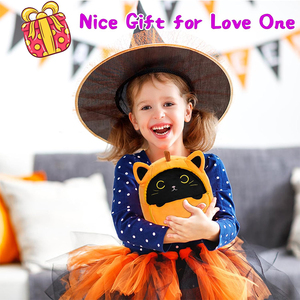 Almohada de <span class=keywords><strong>Peluche</strong></span> de Calabaza de Alta Calidad, Reversible, de Halloween, Gato de <span class=keywords><strong>Peluche</strong></span>, Lindo Gato Negro de Calabaza, Muñeco Suave para Niños y Niñas - Product Image 3