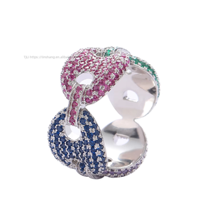 Coffee Bean Micro-<b>set</b> Zircon <b>Ring</b>, Colored Zircon Pig Nose <b>Ring</b>, Personalized <b>Ring</b>. - Product Image 5