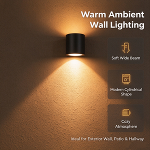Lámpara de pared LED de aluminio SENZHAO, con iluminación ascendente y descendente, IP65, impermeable para exteriores, lámpara cilíndrica de pared, foco para fachada, para decoración exterior de hoteles - Product Image 1