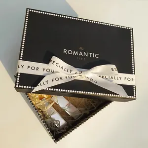 Scatola regalo creativa di compleanno scatole nere per set regalo con nastro borsa regalo con fiocco aziendale di fascia alta può essere personalizzata