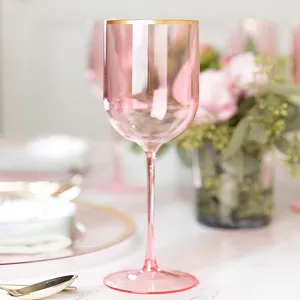 Copo de vinho para casamento, copo colorido reutilizável sem bpa para vinho