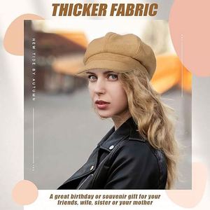 Nuevo Estilo de Moda, Boina de Lana para Mujer, Visera, Otoño Invierno, Tejida, Clásica, Estilo Newsboy, Cálida, para Viajes al Aire Libre, Uso Diario - Product Image 3
