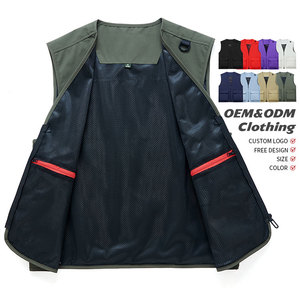 Gilet <span class=keywords><strong>de</strong></span> travail multi-poches personnalisé avec logo, pour homme, noir, en maille, cargo, pour photographe, utilitaire, respirant - Product Image 3