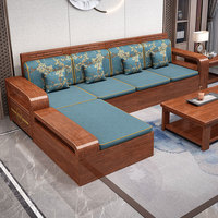 Juego de Sofás de Madera Maciza Escandinava, Muebles Modernos Minimalistas para Sala de Estar de Apartamentos Pequeños, Juego de Sofás de Madera Nórdica Europea para el Hogar