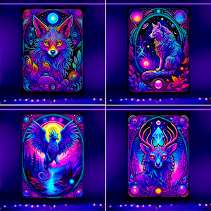 Tapisserie murale en tissu fluorescent style <span class=keywords><strong>Hippie</strong></span> Bohème, motif animal fantastique, pour décoration esthétique de dortoir et chambre - Product Image 5