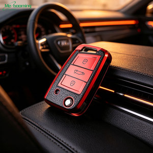 Custodia Protettiva per Chiave Auto con Portachiavi per Volkswagen VW Polo Golf7 MK7 Tiguan, Skoda Octavia Kodiaq <span class=keywords><strong>Karoq</strong></span>, Seat Ateca - Product Image 3