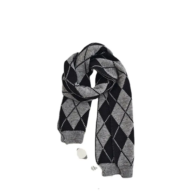 Classic western style rhomboid double-sided wool scarf women's winter warm scarf long scarf for lovers