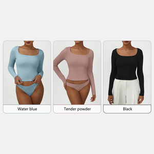 Haut de yoga à manches longues très élastique style LL, couleur unie, sportif et sexy, réversible et respirant, grande taille pour la saison d'automne - Product Image 6