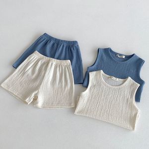 Ensemble d'été pour garçon 2026 – Débardeur et <span class=keywords><strong>short</strong></span> bleu <span class=keywords><strong>beige</strong></span> – Ensemble 2 pièces uni - Product Image 6