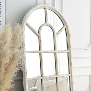 Espejo de Pared Arqueado Grande, Estilo Rústico Moderno para Decoración del Hogar, Marco de Madera Blanco, Espejo de Cuerpo Entero - Product Image 4