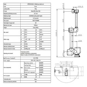 Bras de robot de palettisation mobile à 6 axes, moteur BRTMD193001A, capacité de 30 kg, portée maximale de 2350 mm. Options de charge utile personnalisables disponibles - Product Image 2