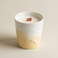 Décoration intérieure romantique, cadeau, tasse en céramique jaune cristallin 270 ml, bougie parfumée à mèche en bois longue durée