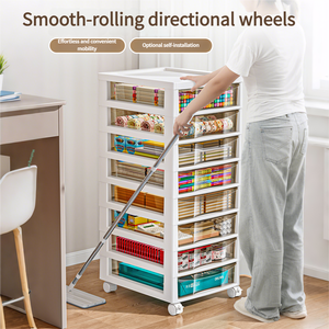 Multifunction <strong>Slim</strong> Plastic <strong>Storage</strong> <strong>Drawers</strong> &amp; Carts PP Cabinet Movable File Organizers with Multi-Trolley for Office Desks - Product Image 2