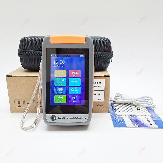 Mini OTDR CJ-350 Fiber Optical Reflectometer 1310/1550nm SC APC/UPC Connector Touch Screen Fiber Tester OPM VFL LS Event Map