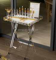 Plateau de table pliable élégant en acrylique transparent Judaica pour Hanouka avec revêtement en similicuir