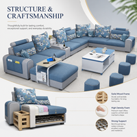 Ensemble de canapé multifonctionnel de luxe en forme de U, canapé d'angle en tissu, plusieurs sièges, détachable et lavable