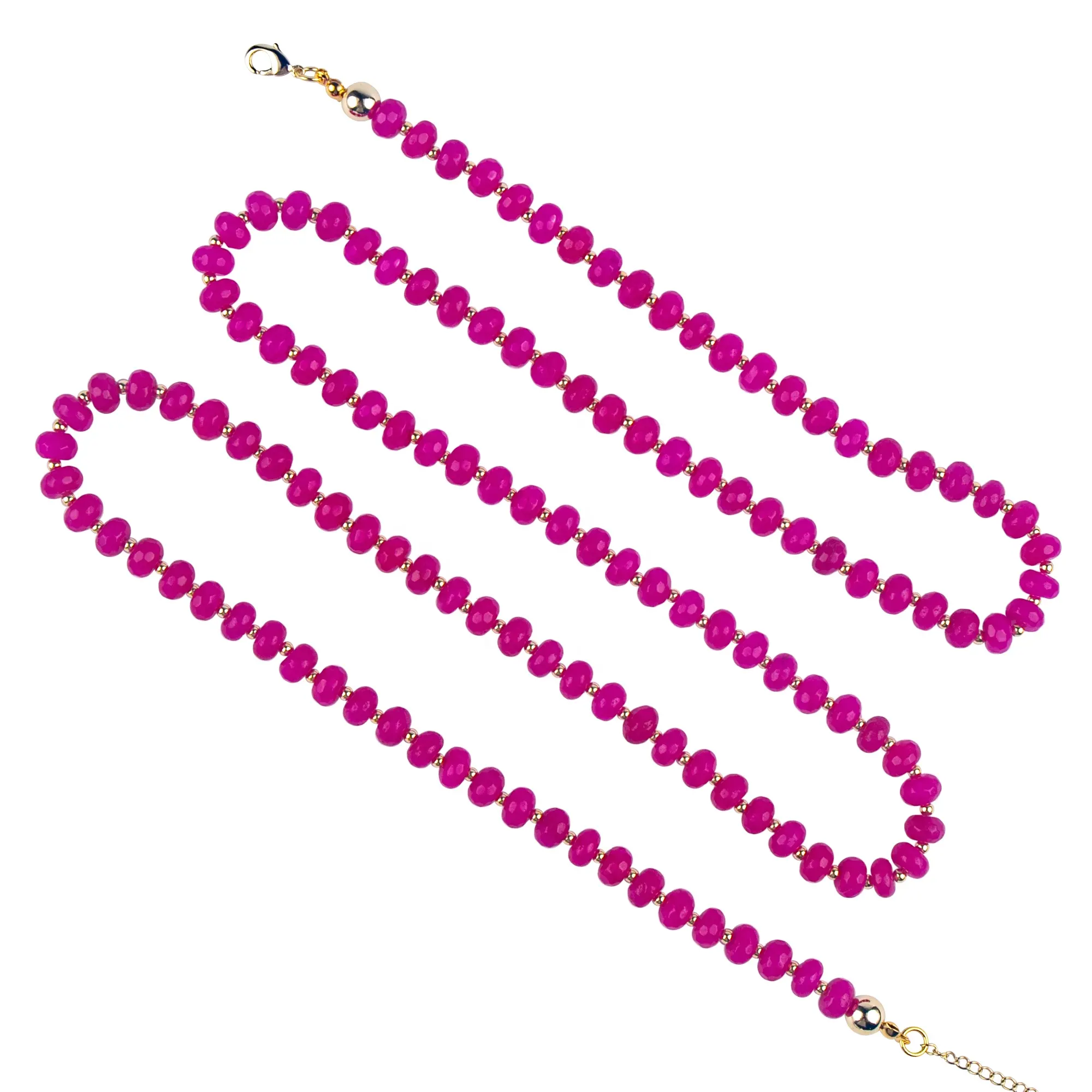 Wholesale New Design 38Inches Navy Hot Pink Natural Gem Stone Beads Long Necklaces Jewelry For Women