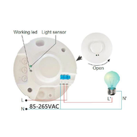 Sensor Gerak Radar Microwave 360 Derajat AC220V 240V 5.8GHz, Pemasangan Permukaan, Detektor HF yang Dapat Disesuaikan untuk Tangga dan Ruang Bawah Tanah