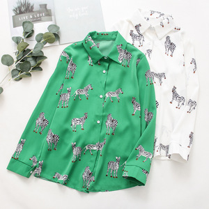 Camicie estive Casual camicette con stampa a catena Chiffon Streetwear top da donna primavera elegante camicia a tunica con bottone taglie forti - Product Image 6