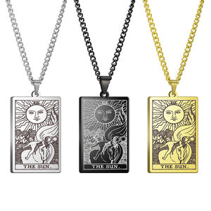 Collar de Acero Inoxidable Vintage con Colgante de los Arcanos Mayores del <span class=keywords><strong>Tarot</strong></span>, Amuleto de Buena Suerte, Joyería Esotérica de Cartas del <span class=keywords><strong>Tarot</strong></span> - Product Image 1