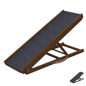 Rampe réglable en bois pour animaux de compagnie avec tapis antidérapant, marchepieds faciles à utiliser, pour chien et escalier, pour voiture et lit - Product Image 2