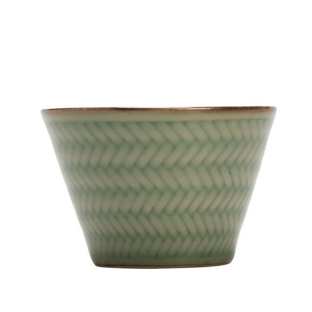 MSH Japanese 35ml Bamboo Weave Texture Ceramic Cup for Espresso and Tea