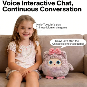 Peluche interactive IA personnalisée, jouet éducatif parlant, animal en peluche avec visage en vinyle et yeux émotionnels LED - Product Image 3