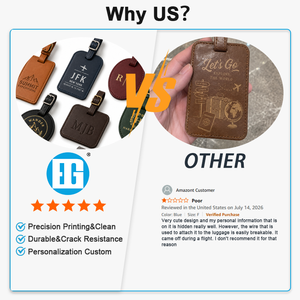 <span class=keywords><strong>Étiquette</strong></span> de <span class=keywords><strong>bagage</strong></span> en cuir PU fabriquée en usine avec couleurs et procédé d'impression personnalisés, résistante à la décoloration, aux fissures et au toucher doux. - Product Image 4