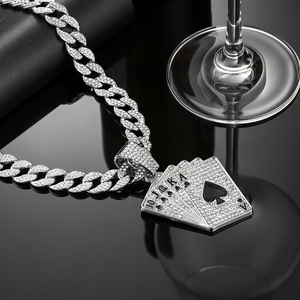 Fabricant de bijoux, pendentif poker serti de diamants, argent, or, diamants, collier hip hop pour hommes, breloques - Product Image 6