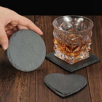 Dessous de verre naturels en ardoise moderne, de style japonais, à thème whisky nordique, tapis de Rock isolé, tasses de thé, dessous de plat de bougie