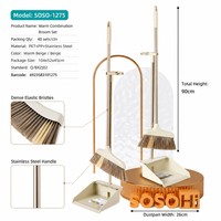 Ensemble balai et pelle coupe-vent avec poils élastiques denses, grattoir anti-poils, rangement vertical à clipser, outils de balayage