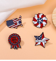 Épinglette du drapeau des États-Unis Jour de l'indépendance 4 juillet Broche étoile commémorative avec pochette en alliage Épingle en métal émaillé
