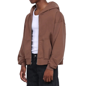Logo personnalisé French Terry Full Zipper-Up Sweat à capuche en coton épais de haute qualité imprimé partout recadrée hiver 2 pièces hommes - Product Image 2