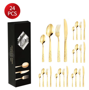 Juego de Cuchillo, Tenedor y Cuchara de Acero Inoxidable 410 con Diseño Martillado de Estilo Nórdico Minimalista - Product Image 6