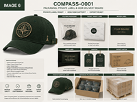 Casquette de baseball unisexe en sergé de coton à 6 panneaux, avec badge boussole, pour le marché des articles de randonnée et d'extérieur, personnalisable avec logo, directement de l'usine